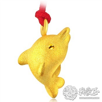 海豚吊坠 黄金华丽的质感和琉璃清爽的感觉浑然一体
